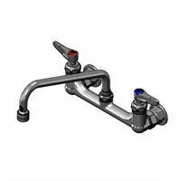 T&S Brass Wall-Mounted Double Pantry Mixing Faucet with 10-Inch Swing Nozzle and 8-Inch Adjustable Centers