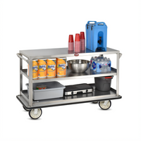 FWE Queen Mary Utility Cart, 3-Shelf Stainless Steel Banquet Cart, 62 Inch Wide
