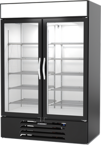 Beverage-Air MarketMax 52-Inch Two-Section Reach-In Glass Door Refrigerated Merchandiser, Black, with Electronic Smart Lock