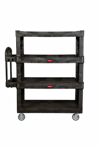 Rubbermaid Commercial Ergo Heavy-Duty Open-Side 4-Shelf Utility Bus Cart, 55-5/16 x 26-1/2 In., 700 lb. Capacity, Black