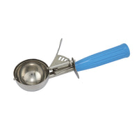 Winco #16 Thumb Press Ice Cream Disher, 2-3/4 oz, 18/8 Stainless Steel, Blue Plastic Handle