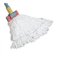 Clean Room Medium All-Purpose Looped End Rayon/Polyester Blend Mop Head with 5-Inch Headband, White