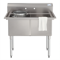 KoolMore 42-Inch 2-Compartment Stainless Steel Commercial Sink with 18 x 18 x 14 Bowls