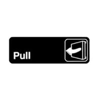 Winco Pull Information Sign with Symbol, 9 x 3 Inches, White on Black