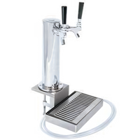 Clamp-On 2-Faucet Countertop Draft Beer Tower with Chrome Finish and Stainless Steel Drip Tray