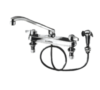 T&S Deck Mount Pre-Rinse Faucet with 8-Inch Centers, 8-Inch Swing Spout, and Spray Arm