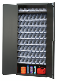 Quantum Heavy-Duty 36-Inch Underbar Bin Cabinet with 8 Sloped Shelves and 72 Clear Bins