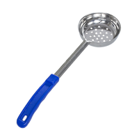 Crestware 8 oz Perforated Portion Control Serving Spoon with Blue Handle