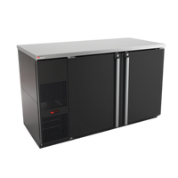 Pro-Line E-Series Two-Section Refrigerated Back Bar Cabinet, 59-1/2 Inch Wide, Self-Contained, Solid Doors