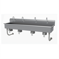 Advance Tabco Multiwash Wall Mounted 4-Station Hand Wash Sink with Knee Valves and Gooseneck Spouts, 80 Inch