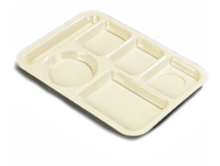 Carlisle Left-Handed 6-Compartment Rectangular Tray, 13-7/8 x 10 Inches, Tan Polypropylene