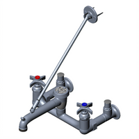 T&S Brass B-1958 Wall-Mounted Service Sink Faucet with 12-Inch Spout, Vacuum Breaker Nozzle, and 4-Arm Handles