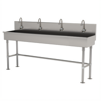 Advance Tabco 4-Station Multiwash Freestanding Hand Wash Sink with Electronic Faucets, 80 Inch
