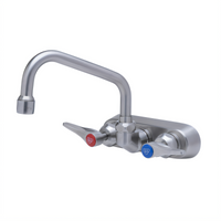 T&S Brass EverSteel Wall-Mount Workboard Mixing Faucet, 4-Inch Centers, 6-Inch Swing Nozzle