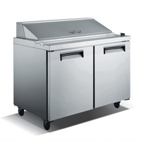 U-STAR 60-Inch 2-Section 2-Door Salad/Sandwich Refrigerated Prep Table, Rear-Mounted Self-Contained, 16 x 1/6 Pan Capacity