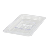 Winco Poly-Ware 1/4 Size Solid Handled Polycarbonate Food Pan Cover, Clear