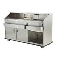 72-Inch Stainless Steel Mobile Beverage Service Bar with 60 lb. Ice Bin and 4-Bowl Underbar Server