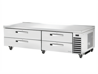 True 82-3/8-Inch Wide Refrigerated Chef Base with 4 Locking Drawers, Stainless Steel, Self-Contained Side-Mounted Refrigeration