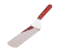 Crestware 10 Inch x 3 Inch Round End Perforated Flexible Stainless Steel Turner with Wood Handle
