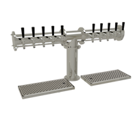 Glastender Pipe Tee Countertop Draft Dispensing Tower, 10 Faucets, Air-Cooled, Stainless Steel, Mirror Finish