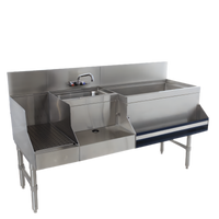 Advance Tabco Prestige Uni-Serv 60-Inch Stainless Steel Underbar Speed Bar with Right Ice Bin, Sink and Blender Station