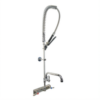 BK Resources Evolution Lead-Free Splash-Mount Pre-Rinse Assembly with Add-On Faucet and 12-Inch Swing Spout