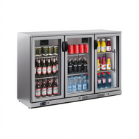 BK Resources 53-Inch 3-Door Slimline Glass Door Back Bar Refrigerator
