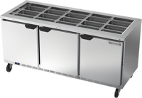 Beverage-Air SPE72HC-S Three-Section 72-Inch Salad Top Refrigerated Counter with Solid Hinged Doors