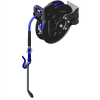 Open Epoxy Coated Steel Retractable Hose Reel System with 3/8 Inch x 35 Foot Hose and Extended Spray Wand