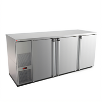 Pro-Line E-Series 80-Inch Three-Section Stainless Steel Refrigerated Back Bar Cabinet with Solid Locking Doors