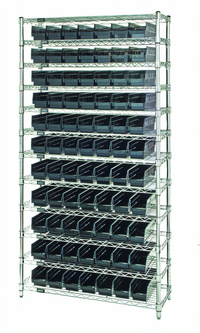 Quantum Conductive Chrome-Plated Bin Wire Shelving System, 36