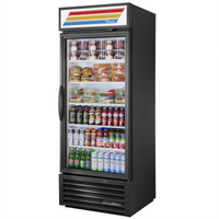 True One-Section Glass Door Merchandiser Refrigerator with Health Safety Timer, 5 Shelves, Black Exterior (GDM-26-HST02-HC~TSL01)