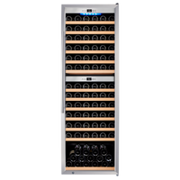 Omcan Vinovero 126-Bottle Dual Zone Commercial Wine Cooler with Locking Stainless Steel Framed Full Glass Door