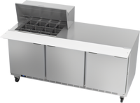 Beverage-Air SPE72HC-12M 72-Inch Three-Section Mega Top Sandwich Prep Table with 12-Pan Opening