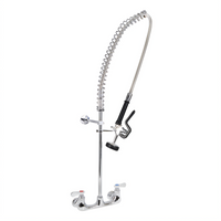 BK Resources OptiFlow 8-Inch Center Splash-Mount Heavy Duty Pre-Rinse Assembly with 12-Inch Wall Bracket