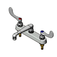 T&S Brass 8-Inch Center Deck Mount Workboard Faucet with 6-Inch Cast Swivel Spout and Wrist Handles