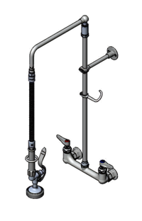 T&S Brass EasyInstall 8-Inch Adjustable Wall-Mount Pre-Rinse Unit with 26-Inch Riser and 1.15 GPM Spray Valve