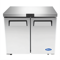 Atosa Two-Section Undercounter Reach-In Freezer, 8.7 Cu. Ft., Solid Doors