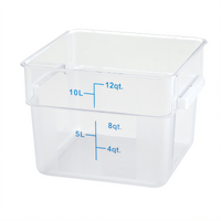 Winco 12 Qt Clear Square Polycarbonate Food Storage Container, Container Only