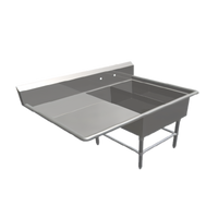 John Boos Pro-Bowl 2-Compartment Platter Sink with Left Drainboard, 50-3/16