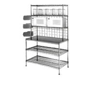 48-Inch Stainless Steel Microwave Prep Table with Wire Overshelves and Undershelves