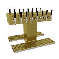Glastender Double-Sided 16-Faucet Countertop Glycol-Cooled Draft Dispensing Tower, Polished Brass Finish