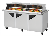 Turbo Air Super Deluxe 72-5/8-Inch Three-Section Sandwich/Salad Mega Top Prep Table with Dual-Sided Lids