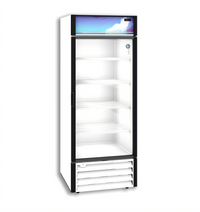26 Cu. Ft. White Glass Door Reach-In Merchandiser, One Section, Bottom-Mount Self-Contained