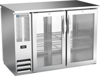 Beverage-Air 48-Inch Shallow-Depth Pass-Thru Food-Rated Back Bar Refrigerator with 4 Glass Doors