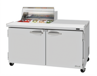 Turbo Air PRO Series 60-Inch Two-Section Sandwich/Salad Prep Table with Clear Lid and 2 Solid Doors