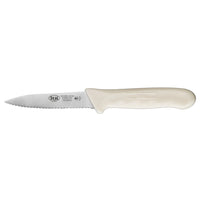 Stäl Serrated Paring Knife, 3-1/2-Inch Stamped German Steel Blade, White Polypropylene Handle, 2-Pack