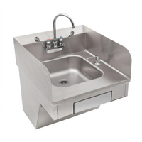 John Boos Pro-Bowl ADA Wall-Mount Hand Sink with Side Splashes, Gooseneck Faucet, and Soap/Paper Towel Dispenser