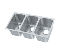 Vollrath Three-Compartment Weld-In / Undermount Sink, 20 Gauge Stainless Steel, 14