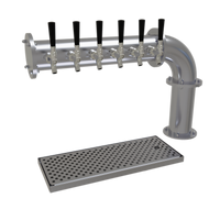 Glastender Pipe Cantilever Draft Dispensing Tower, Countertop, 6-Faucet, Glycol-Cooled, Stainless Steel